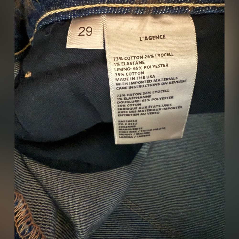 L'AGENCE Blue High Rise Skinny Leg Ladera Jeans Size 29 Long - Picture 3 of 5